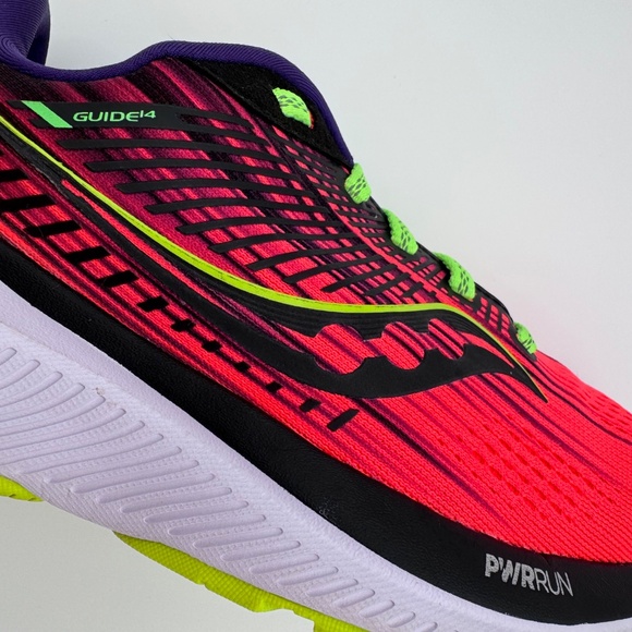 Women's Size 7 Saucony Guide 14 Running Shoes ViZiPRO - Coral Fade to Black - Picture 2 of 11